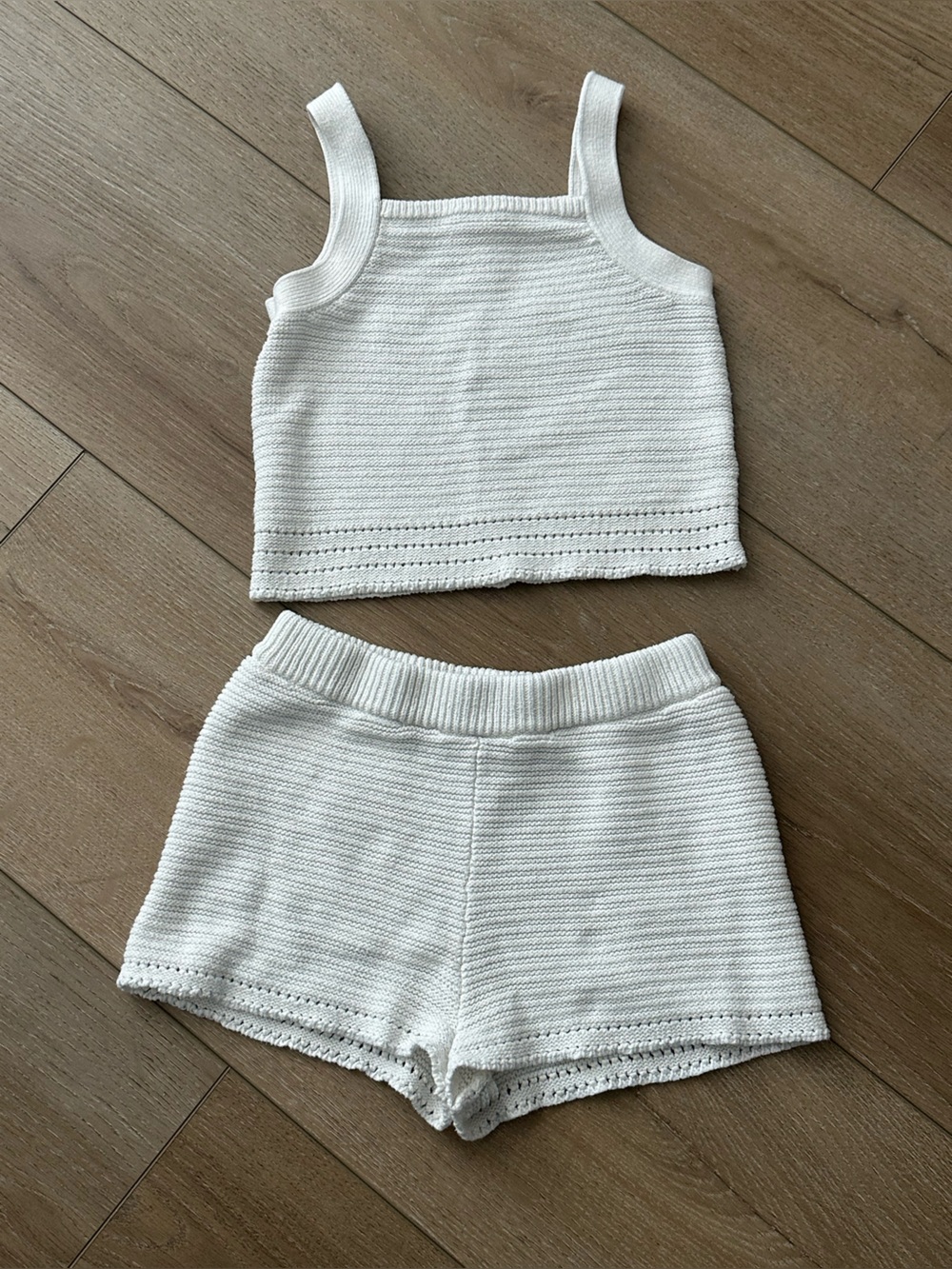 Kids Cream Knit Two-Piece Tank and Bloomers Set